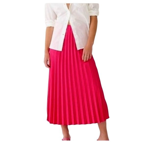 J. Crew Dresses & Skirts - J. Crew Factory Coral Pink Long Pleated Midi Skirt Size 6